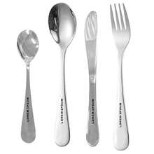 1 Set/4pcs Personalized Stainless Steel Cutlery Set, Customizable Engraving, Decorated With Bear Pattern - Ideal For Holidays Gifts And Daily Use - Silver Without Pattern - View 6