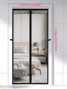1pc Magnetic Screen Door, Heavy Duty Bohemian Style Nylon Self-Sealing Mosquito Net, Hands-Free, Pet & Kid Friendly, Space Themed Bohemian Style, Easy Magnetic Strip Installation - Black - View 8