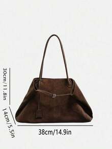 Dedoo 1 pièce Sac fourre-tout  de haute qualité, style rétro classique polyvalent, automne/hiver 2025. Grand sac à main décontracté pour le travail, convient pour les femmes pour le shopping, les fêtes, les cadeaux - Café - Voir 4