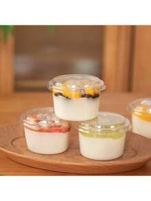 25/50 pièces Gobelets de fête réutilisables avec couvercles, convenant pour yaourt froid, gelée de noix de coco, bols d'avoine, tasses à dessert durables et incassables, boîtes à choux à la crème, contenants à dessert transparents, convenant pour Halloween, Noël et autres événements et fêtes, pour gâteaux, mousses, cupcakes, glaces, etc.