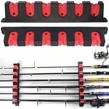 Porta Cañas de Pescar, Soporte para Caña de Pescar de Pared, Estante de Almacenamiento para Caña de Pescar, Estante para Caña de Pescar Montado en La pared, con Capacidad de 6 Cañas, Horizontal,Azul - Rojo - Ver 13