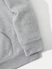 1pc Couple'S Bestseller Thickened Hooded Loose Fit Coat With Geometric Love Design, Casual Wear, Front Pockets & Adjustable Hood For Men & Women - 女式灰色單件 - 查看 5