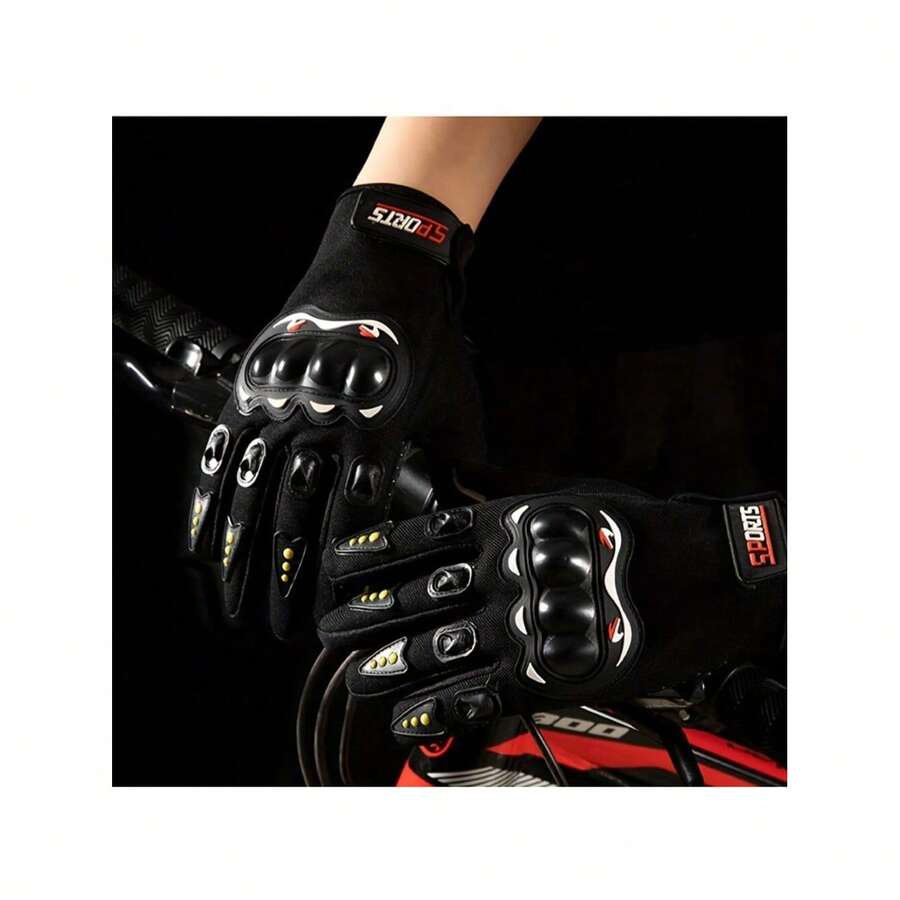 Hard Knuckle Motorcycle Gloves, Outdoor Sports Cycling Gloves, Breathable Non-Slip Long Touch Screen Full Finger Gloves