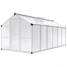 8x12FT Greenhouse For Outdoors,Aluminum Greenhouse With Quick Setup Structure And Roof Vent,Polycarbonate Greenhouses Heavy Duty,Large Walk-In Greenhouse For Winter Garden,Backyard,Patio,Lawn(Ship In 2 Boxes) - Silver - View 7