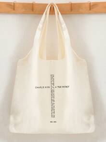 1 Pc Freedom   Pattern Tote Bag Literature Shoulder Bag Illustration Girl Book Bag Travel Harajuku Handbag Gift For Her, Travel Gift For Man Woman Christian Merch Jesus Christian Gift