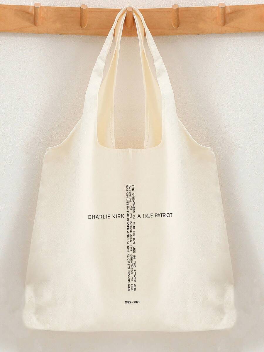 1 Pc Freedom   Pattern Tote Bag Literature Shoulder Bag Illustration Girl Book Bag Travel Harajuku Handbag Gift For Her, Travel Gift For Man Woman Christian Merch Jesus Christian Gift