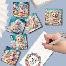 6 buc/set colorat floral, inimă, model drăguț de zână cu diamant pictură DIY mozaic asimetric cu diamant cristal card kit - exprimă dragoste nerostită și sentimente romantice pentru sărbători
