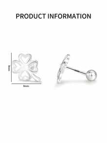 1 pieza Pendientes de botón de plata de ley 925, pendientes de botón de trébol de cuatro hojas calados, elegantes, de moda, de alta gama y de lujo ligero para mujeres, adecuados para reuniones, bodas o uso diario, como regalo