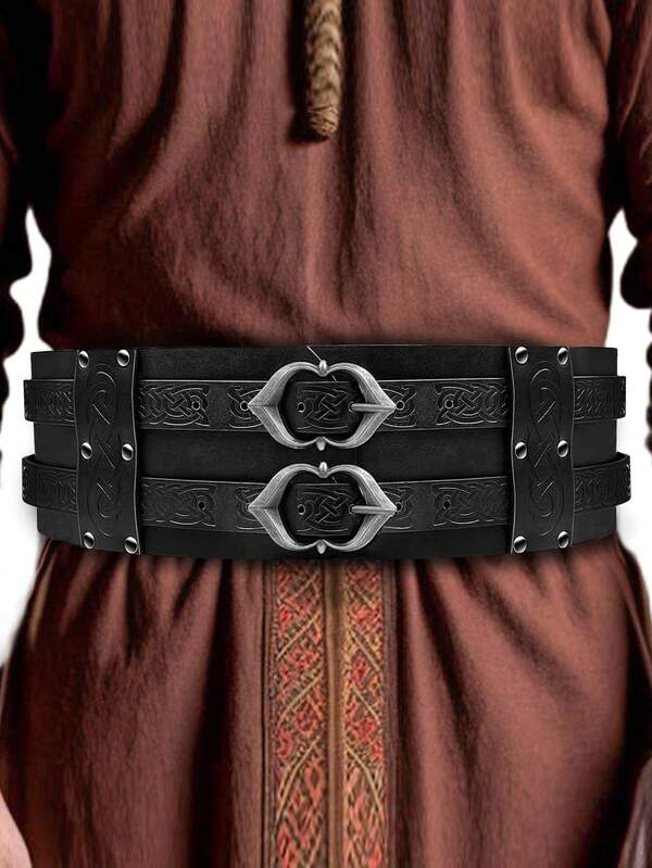 Renaissance Viking Wide Belt, Medieval Faux Leather Armor Belt, Knight Corset Belt, LARP Halloween Cosplay Costume