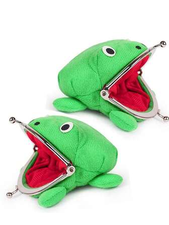 Tres monederos/carteras de peluche de rana de diferentes tamaños, diseñados específicamente para niños, con un tema de anime. Perfectos para fiestas de Halloween, también se pueden usar como carteras de niñas, monederos mini para niños, recuerdos de fiesta, regalos para niños y niñas, y regalos para adolescentes.