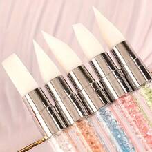 Nail Art Pen, Dual-Ended Silicone Pen For Nail Design, Hollow Carving, Gradient Application, Dotting, Rhinestone Adhesion - Nail Art Tool - 白色 - 查看 7