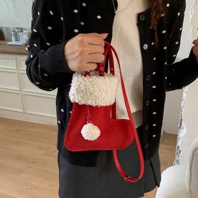 Fuzzy Boot Shape Crossbody Bags For Women Girls Cute Small Suede Cell Phone Purse Bag