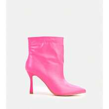 Botas de tobillo de tacón de aguja de cuero tipo slip-on color rosa Laursa - Rosa - Ver 5