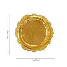 1pc Vintage Embossed Metal Tray, Desktop Organizer, Photo Prop, Decor, Beauty Tool, Photography Background