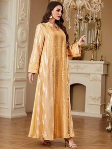 SISKAKIA Besticktes Polka Dot Gewebe Stickerei Pailletten Patchwork Kleid, bestickter Bademantel für Urlaub, Geburtstags-Party, formelles Dinner, ganzjährig