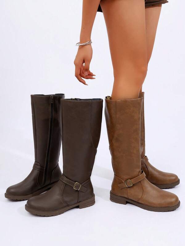 Ladies New European And American Autumn And Winter All-Match Mid-Calf Boots Knight Boots Fashionable Large Size Women's Boots