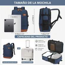 NOMARA Mochila de Viaje 10 kg Avion, Mochila Viaje Aprobada para Vuelos para Hombres y Mujeres, Mochila con Compartimento Impermeable Separado y Puerto de Carga USB, 35L Alta Calidad - Negro - Ver 4