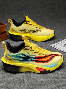 Lightweight & Breathable Running Shoes For Men & Women - Neon Green/Orange/Blue/Pink/Purple Gradient Low-Top Sneakers With Shock-Absorbing MD Outsole, Arch Support And Traction Pattern - Suitable For Gym, Marathon, Fitness, Jogging, Gymnastics, Track & Field - Comfortable Athletic Shoes