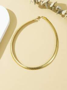 1pc 8mm Gold Omega Necklace, Fashionable European And American Style Necklace For Women, Suitable For Daily Wear