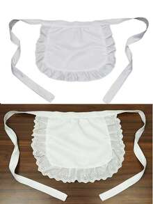 1/2件女仆围裙裙，公主风纯色荷叶边洛丽塔连衣裙配饰围裙（蕾丝花边批次可能略有差异） - 彩色 - 查看 15