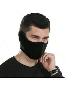 1pc Winter Fleece Warm Mask & Ear Cover Outdoor Motorcycle Cold & Windproof Face Shield