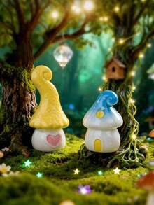 4 pièces Ornements miniatures en résine de maison de champignon de fée créative, décoration de micro-paysage mignon, accessoires de décoration de bureau à domicile