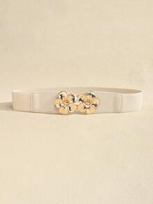 1 Stück eleganter elastischer Taillengürtel für Damen in Mehrfarbig, modischer Gürtel mit goldenem Blumenverschluss, vielseitig verwendbarer hochwertiger Taillengürtel für Kleider, Hemden, Jacken