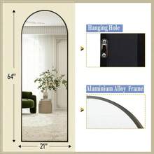 48 Inch Space Saver Wall Mirror - Full Length Hanging Mirror With Modern Black Frame For Bedroom Doors And Narrow Walls