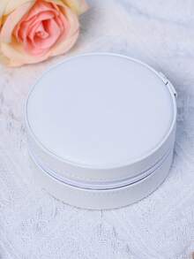 1/5 صندوق تخزين مجوهرات محمول متعدد الألوان - صندوق دائري فسيح مع سحاب، لتخزين الأقراط والقلائد والأساور والخواتم - تصميم بسيط كلاسيكي عالي الجودة للعرض، صندوق مجوهرات دائري صغير للسفر، صندوق مجوهرات مزود بسحاب، صندوق تخزين دائري للمجوهرات مع غطاء، حاوية تخزين الأقراط والأقراط، منظم محمول للطاولة والمكتب والغرفة والخزانة