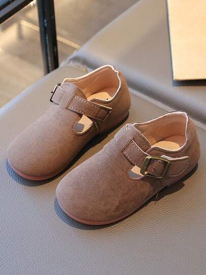 1 Pair Children's Spring/Autumn New Boken Solid Color Leather Shoes, Girls' Princess Shoes, Girls' Versatile Flats