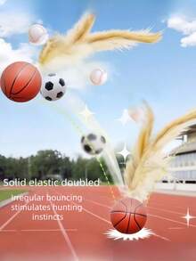 1 pieza/3 piezas Nuevo juguete de pelota elástica con plumas rojas para gatos, juguete de mascota que se entretiene solo, juguete interactivo para gatos