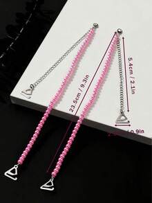 1 par de tirantes decorativos de sujetador para mujer en color rosa - Compatibles con vestidos sin espalda, con opciones de rosa/lazo/concha, cadena de pecho desmontable, de lujo ligero, versátil para reemplazar, ideal para vestidos sin espalda, blusas hombro descubierto, bodas