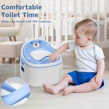 3-In-1 Toddler Potty Training Toilet Seat, Adjustable, Foldable Potty Chair Adapter With Ergonomic Design And Space-Saving Structure For Kids, Boys And Girls - 藍色 - 查看 4