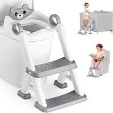 LOVEWE Unisex Toddler Potty Training Toilet, 2-In-1 Design With Step Stool, Soft Seat Pad & Splash Guard, Anti-Slip Structure, Perfect Holiday Gift For Kids - Gray - View 1