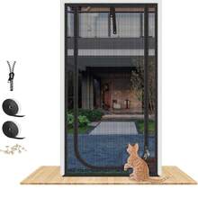 Upgraded Pet Screen Door Fits Doors Up To 30"X80",Heavy Duty Cat Proof Mesh Screen Door With Zipper Closure,Prevent Cats Running Out From Home,Bedroom,Living Room,Kitchen(U-Type,Black),21789261