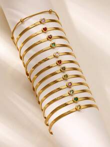 1 pieza Anillos de mujer con corazón delicado, anillo abierto de acero inoxidable diminuto con imitación de circonita, joyería de moda para damas, regalo de cumpleaños, regalos del Día de San Valentín