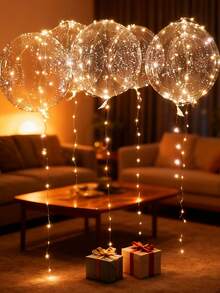 Conjunto de 10 balões transparentes com luzes LED - Ideais para casamentos, despedidas de solteiro(a), aniversários, decoração de casamentos, cenários, balões de hélio transparentes, festas com luzes neon, surpresas românticas, presentes de aniversário para noivas, decoração de festas de casamento, decoração de festas de Natal e Dia dos Namorados. - Ouro - Ver 5