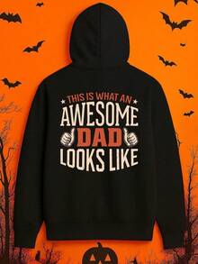 1-Pack Men's Funny Dad Graphic Hooded Sweatshirt - This Is What An Awesome Dad Looks Like Saying - Black Hoodie With Thumbs Up Design - Heavyweight Pullover For Christmas, Halloween, Birthday Gift,Fall Hoodies,Men's Fall Clothes,Street Wear,Halloween,Mens Hoodies,Y2k Clothes,Jesus Hoodie,Thanksgiving Day,Nightmare Before Christmas,Christmas - 黑色 - 查看 1