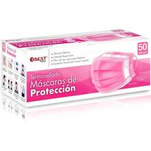 Best Trading Cubrebocas Rosa 50 piezas, Mascarilla Desechable Termosellada Tricapa, Caja de Tapabocas con 50 Piezas con Ajustador  Oculto y Tecnología Ligera de Filtrado Efectivo - 1 - Ver 2
