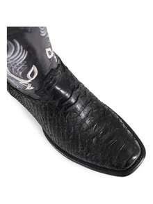 Bota Vaquera Autentico Pitón Para Caballero Cuero Genuino Diseño Alto Confort Duradero Ajuste Perfecto Para Montar Y Estilo Casual - Negro - Ver 4