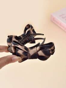 1 Stück modischer Leoparden-Muster Haarklammer mit Schleife, geeignet für tägliche Frisuren