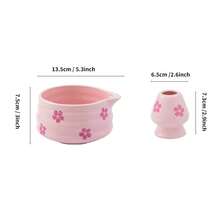 1pc/2pcs/5pcs Japanese Style Ceramic Matcha Tea Set, Includes Matcha Bowl With Spout, Stainless Steel Matcha Sifter, Natural Bamboo Whisk, Matcha Whisk Holder, And Bamboo Matcha Scoop, Ideal Gift For Matcha Lovers