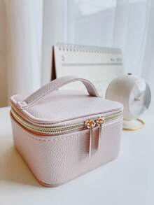 Caja de almacenamiento de joyas multifuncional portátil con bolsa de transporte, caja de joyas de piel sintética para anillos, collares, aretes, pulseras, accesorios para el cabello, gran regalo para novias, amigas, niñas en vacaciones o cumpleaños