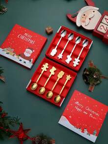 1 Pieza/Set, Cuchara de Navidad personalizada y grabada con láser, adecuada para regalos de Navidad, reuniones familiares, regalos de cumpleaños, compañeros de clase, mejores amigos, novio/novia, se puede usar para revolver, café, sopa y otras funciones múltiples.