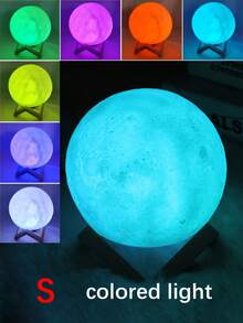 1pc 3D Lunar Bedlight, LED Lunar Children's Night Light, Battery Powered, 3D Printed With Bracket Lunar Light, Bedroom Bedlight, Suitable For Indoor, Bedroom, Living Room, Room, Office - Multicolor - View 15