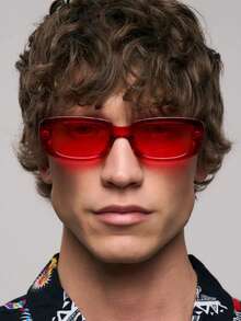 1pc Men's Plastic Rectangular Small Frame Retro Classic Minimalist Casual Daily Versatile Cool Outdoor Travel Decorative Fashion Fashion Glasses, Suitable For Runway