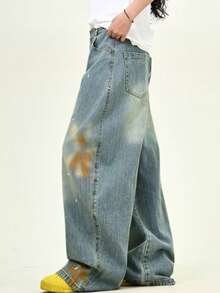 American Fashion Retro Wide Leg Washed Denim Jeans For Boys 2025 New Style Slim, Loose, Lazy Style Straight Leg Pants