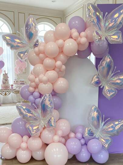 2 piezas/5 piezas Globos de mariposa arcoíris transparentes, globos con forma de alas de hada de mariposa gigante encantadora para fiesta de cumpleaños, baby shower, decoración de primavera y verano