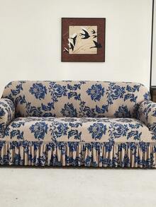 1pc Skirt Style Stretch Sofa Cover, Soft & Comfortable, Printed Stretch Furniture Protector, Multiple Sizes Available