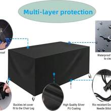 Funda para muebles de jardín, impermeable, resistente a los rayos UV, duradera, de tela Oxford 420D para sofás, mesas y sillas rectangulares de exterior, color negro.